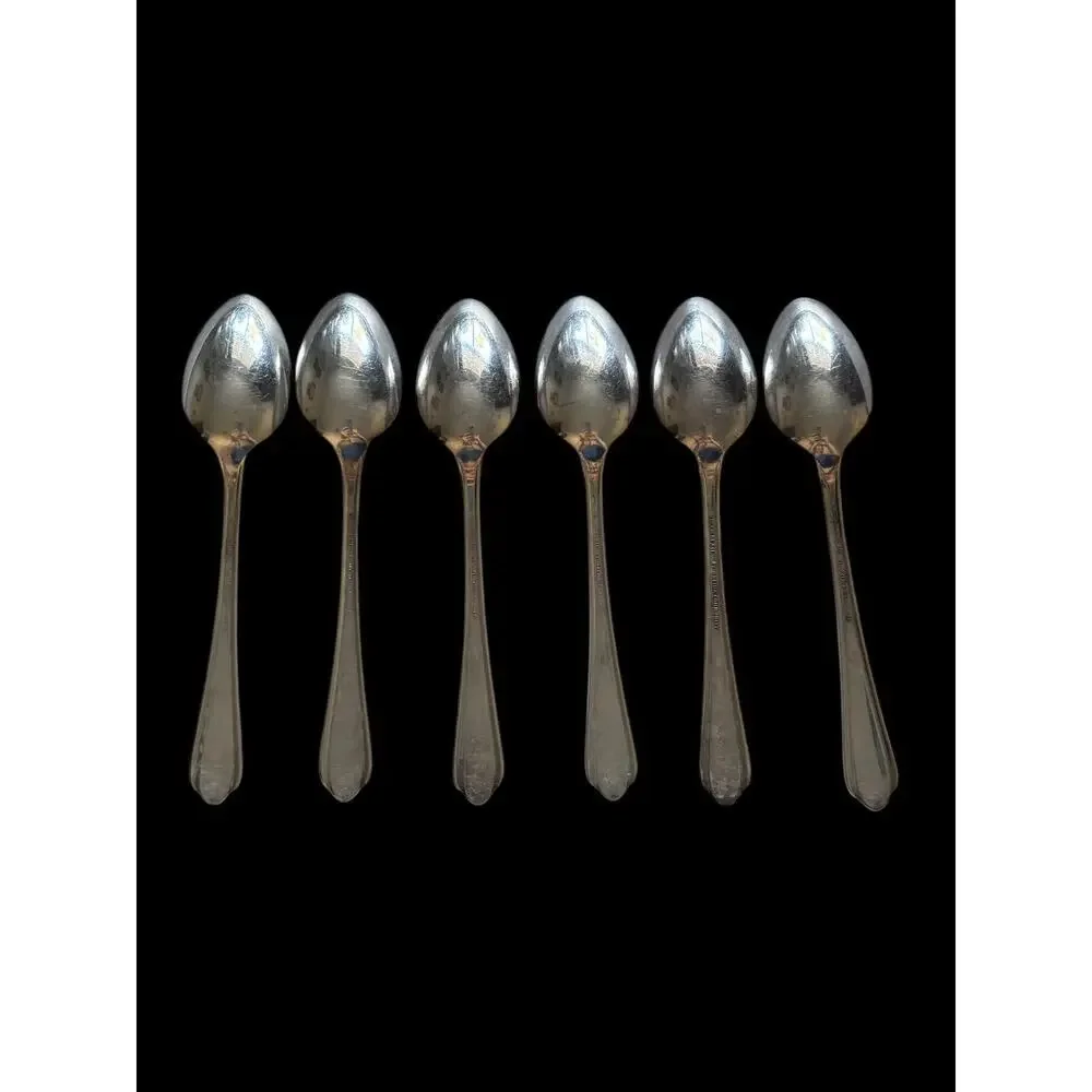 Set Of 6 Oneida Community Tudor Plate Silverplate Bellflower Teaspoons Post War